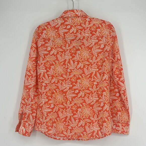 J.McLaughlin | Lois Linen Blouse Button Down Top Tropical Floral Orange Pink XS - Picture 3 of 10